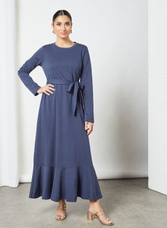 Buy Belt Hem Detail Maxi Dress Navy in Egypt