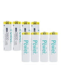 Buy 8-Piece Rechargeable High Capacity AA Batteries1.2V White in UAE