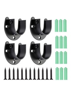 Buy U-Shaped Set Of 4 Packs Heavy Duty Steel End Supports Closet Pole Sockets With Screws Black/Green 52x45x19cm in Saudi Arabia