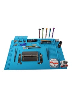 Buy S-160 Heat Insulation Silicone Mat Repair Kit, Heat Resistant Maintenance Desk Mat, For Soldering Iron Blue in UAE