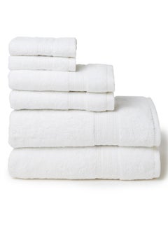 Buy 100% Cotton Air Rich 2 Bath + 2 Hand + 2 Face Towel Set 550 GSM White 142.24x76.2x33cm in UAE