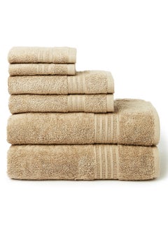 Buy 100% Cotton Air Rich 2 Bath + 2 Hand + 2 Face Towel Set 550 GSM Sand 142.24x76.2x33cm in UAE
