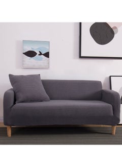 Buy Double Seater Stretch Sofa Cover Dark Grey 145x185cm in Saudi Arabia