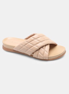 Buy Quilted Criss-Cross Strap Casual Sandals Beige in UAE