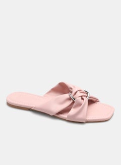 Buy Criss-Cross Strap Flat Sandals Pink in UAE