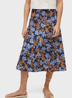 Buy Floral Print Midi Skirt Multicolour in UAE