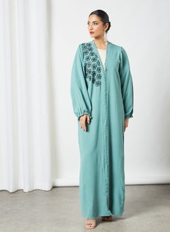 Buy Embroidered Stylish Abaya Blue in Saudi Arabia