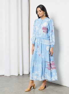 Buy Button Up Floral Print Maxi Dress Multicolour in Egypt