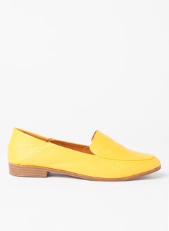 Buy Textured Stylish Loafers Mustard in Saudi Arabia