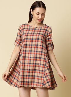 Buy Checkered Mini Dress Multicolour in UAE