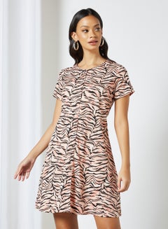 Buy Casual Stylish Dress Pink/Black in Saudi Arabia