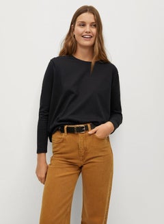 Buy Casual Long Sleeve T-Shirt Black in Saudi Arabia
