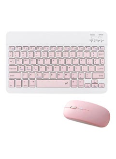Buy Ultra Slim Design Rechargeable Tablet Wireless Keyboard And Mouse Pink in UAE