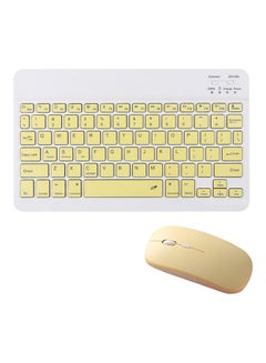 Buy Ultra Slim Design Rechargeable Tablet Wireless Keyboard and Mouse Yellow in Saudi Arabia