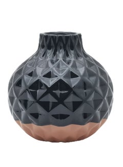 Buy Textured Geometric Pattern Ceramic Vase Unique Luxury Quality Material For The Perfect Stylish Home N13-029 Black/Brown in Saudi Arabia