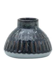 Buy Textured Geometric Pattern Ceramic Vase Unique Luxury Quality Material For The Perfect Stylish Home N13-045 Metallic/Grey in Saudi Arabia