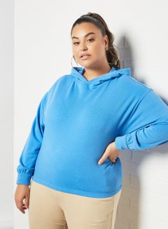 اشتري Plus Size Long Sleeve Hoodie Blue في الامارات