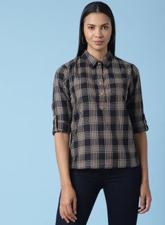 Buy Checkered Button Down Shirt Multicolour in UAE