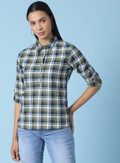 Buy Checkered Button Down Shirt Multicolour in UAE