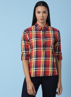 Buy Checkered Button Down Shirt Multicolour in UAE