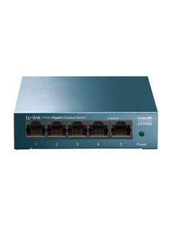 Buy LS105G 5-Port Gigabit Desktop Switch, Steel Body, Wall-Mounting Design, Auto-Negotiation, Traffic Prioritization, Plug & Play Blue in Saudi Arabia