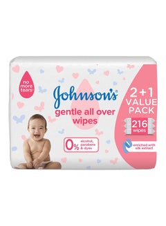 Buy Gentle All Over Baby Wipes, 2+1 Pack of 72 Wipes, 216 Count in Saudi Arabia