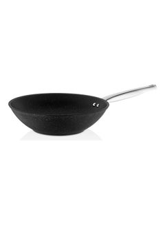 Buy Non Stick Wok Fry Pan With Handle Black 28cm in UAE