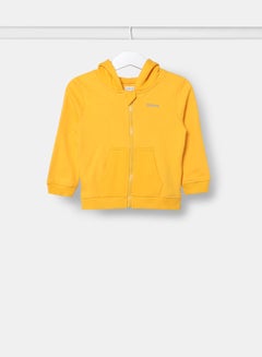 Buy Boys Hooded Neck Sleeve Zip-Through Yellow in UAE