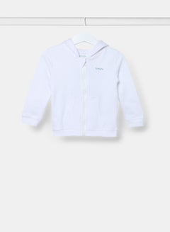 Buy Boys Hooded Neck Sleeve Zip-Through Cotton white in UAE