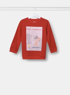 Buy Casual Printed Sweatshirt Red in UAE