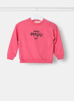 Buy Printed Long Sleeve Sweatshirt Pink in Saudi Arabia