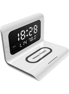 Buy Digital Clock - Alarm - Temperature - Wireless Charger White in Egypt