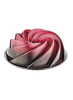 Buy Die-Cast Granite Round Swirl Fluted Cake Mould Red 26cm in UAE