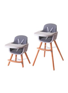 Buy High Chair Adjustable Dual Height With Modern Design And Wooden Legs - Grey in UAE