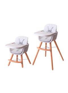 Buy High Chair With 2 Mode Heights And 3-Point Safety Harness Belt Bottle/Cup Holder, 6 Months And Above - White in Saudi Arabia