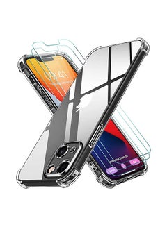 Buy Slim Soft TPU Case For iPhone 13 6.1-inch with 3 Pack Tempered Glass Screen Protector Clear in UAE