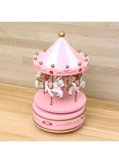 اشتري Vintage Merry-Go-Round Horse Valentine's Birthday Gift Carousel Music Box Pink 11 x 18cm في السعودية