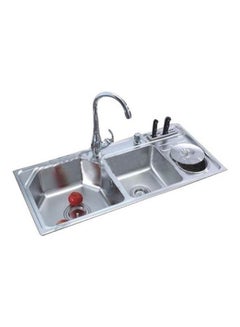 Buy Stainless Steel Kitchen Basin Silver 92x45cm in Egypt