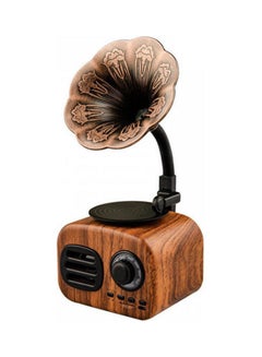 Buy Radio Bluetooth Speaker Portable Mini Wireless Gramophone Speaker Music Subwoofer Support Tf Card Playback Brown in Saudi Arabia