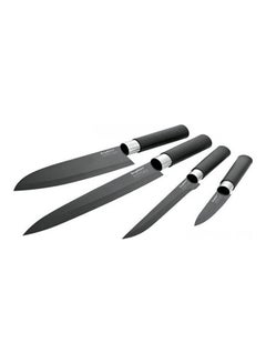 Buy 4-Piece Knife Set(1xParing Knife,1xboning Knife, 1xSantoku Knife, 1xCarving Knife) Black in Egypt