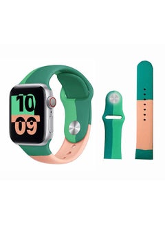 Buy Trico Replacement Band For Apple Watch Series 6/SE/5/4/3/2/1 Pink/Green in UAE