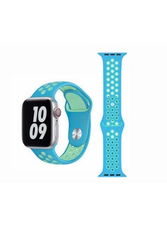 Buy Replacement Band For Apple Watch Series 6/SE/5/4/3/2/1 Chlorine Blue/Green Glow in UAE