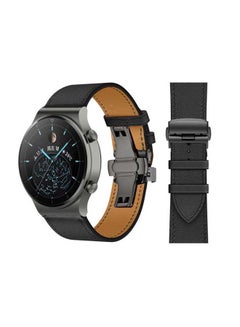 اشتري Genuine Leather Replacement Band 22mm For Huawei Watch GT2 Pro Black في السعودية