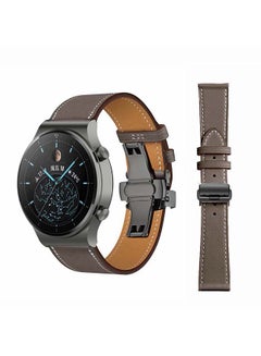 اشتري Genuine Leather Replacement Band 22mm For Huawei Watch GT2 Pro Grey في الامارات