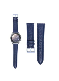 Buy Genuine Calf Leather Replacement Band For Samsung Galaxy Watch3 Dark Blue in UAE