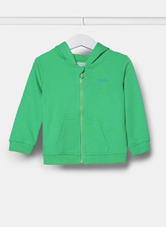 Buy Boys Hooded Neck Sleeve Zip-Through Green in UAE