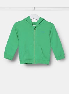 Buy Boys Hooded Neck Sleeve Zip-Through Slimy Green in UAE