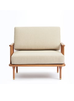 Buy Armchair Luxurious - Portia Collection Upholstered Wooden Frame Chair Beige 760 x 840 x 760mm in Saudi Arabia