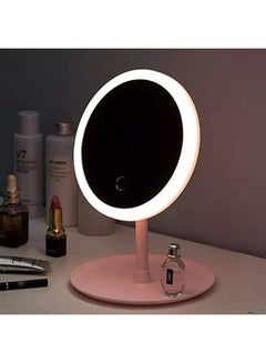 Buy Rechargeable LED Light Vanity Cosmetic Mirror Pink 27cm in UAE