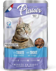 Buy Cats Chunks In Gravy Trout And Shrimps Pouch 100grams in UAE